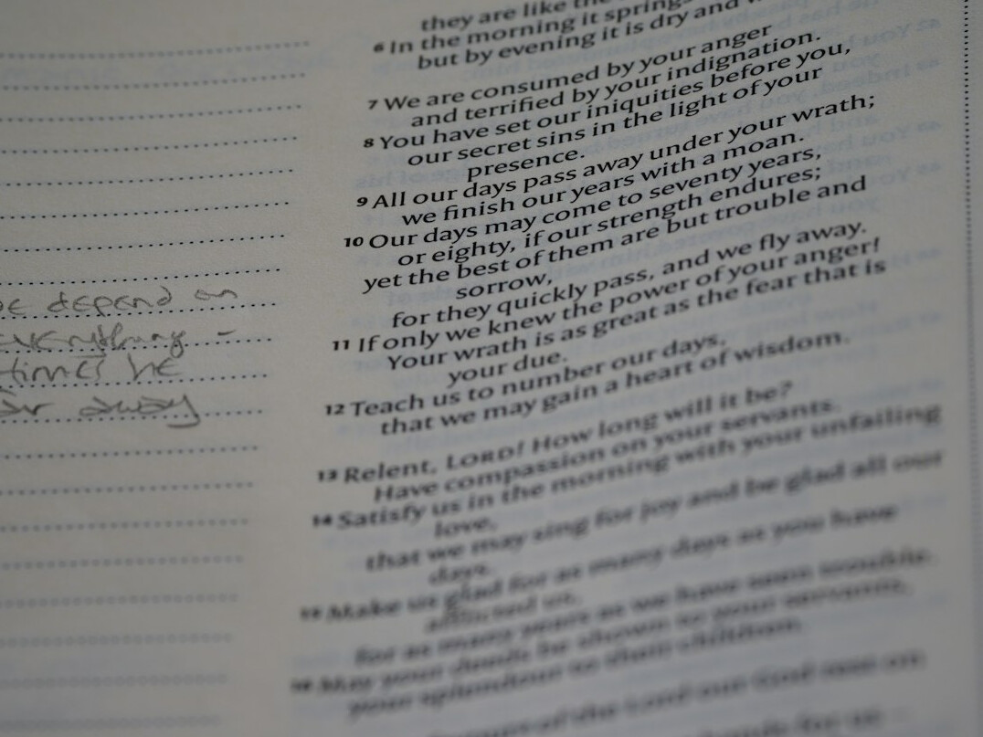 Close-up of handwritten notes in a notebook