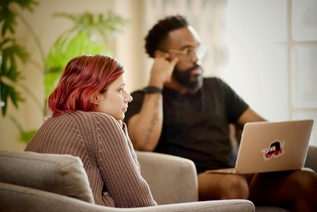diverse people discussing online