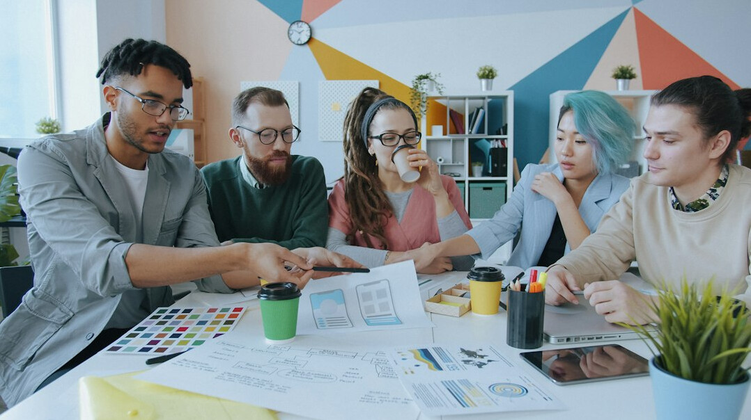 diverse people discussing