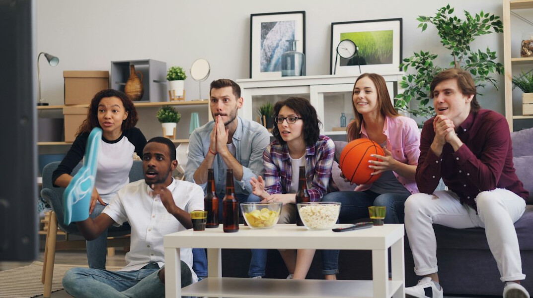 group of friends watching tv